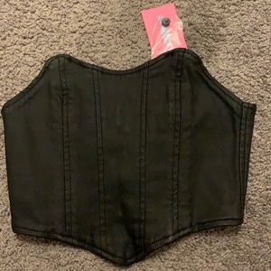 Black leather corset